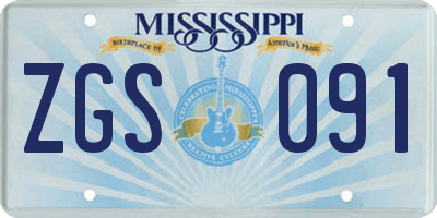 MS license plate ZGS091