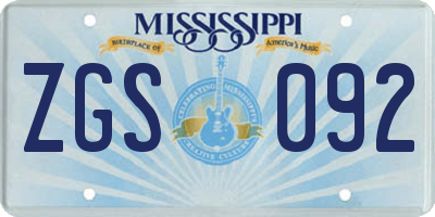 MS license plate ZGS092