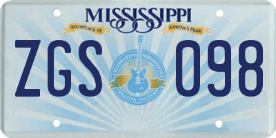 MS license plate ZGS098