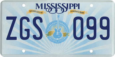 MS license plate ZGS099