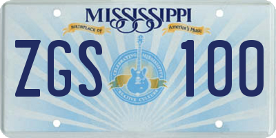 MS license plate ZGS100