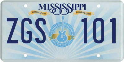 MS license plate ZGS101
