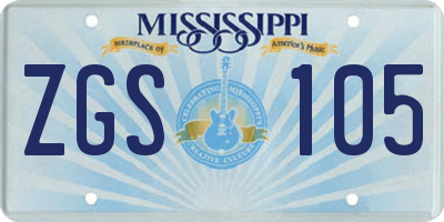 MS license plate ZGS105