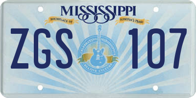 MS license plate ZGS107