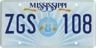 MS license plate ZGS108