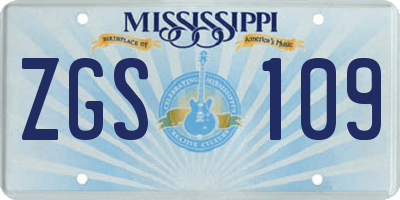 MS license plate ZGS109