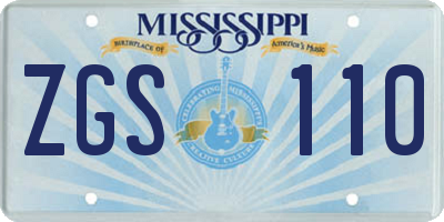 MS license plate ZGS110