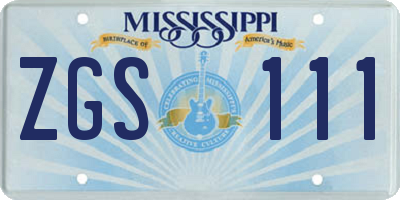 MS license plate ZGS111