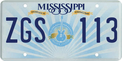 MS license plate ZGS113