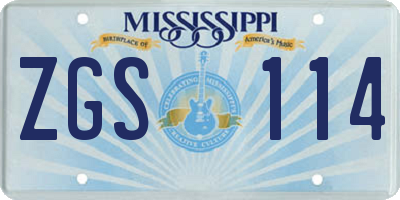 MS license plate ZGS114