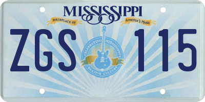 MS license plate ZGS115