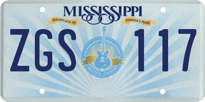 MS license plate ZGS117