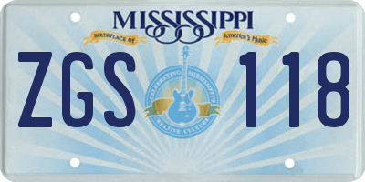 MS license plate ZGS118