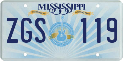 MS license plate ZGS119