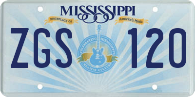 MS license plate ZGS120