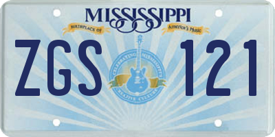MS license plate ZGS121