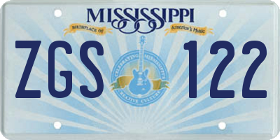 MS license plate ZGS122