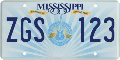 MS license plate ZGS123