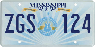 MS license plate ZGS124