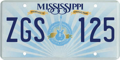 MS license plate ZGS125