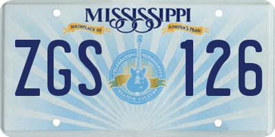 MS license plate ZGS126