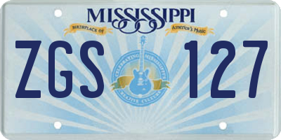 MS license plate ZGS127