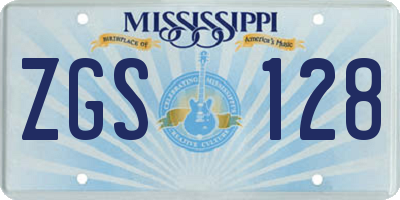 MS license plate ZGS128