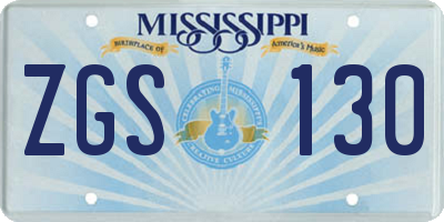 MS license plate ZGS130