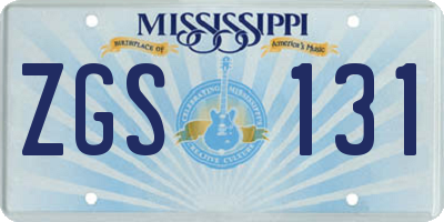 MS license plate ZGS131