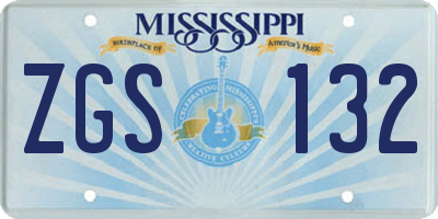 MS license plate ZGS132