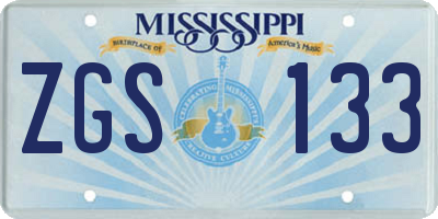 MS license plate ZGS133