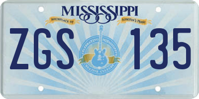 MS license plate ZGS135