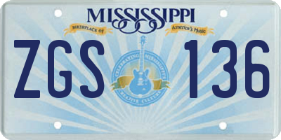 MS license plate ZGS136