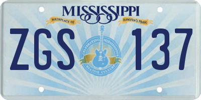 MS license plate ZGS137