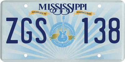 MS license plate ZGS138