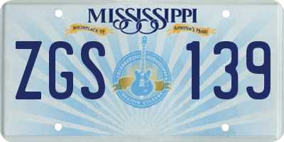 MS license plate ZGS139
