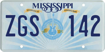 MS license plate ZGS142