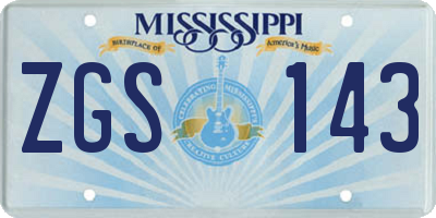 MS license plate ZGS143