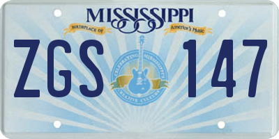 MS license plate ZGS147