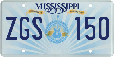 MS license plate ZGS150