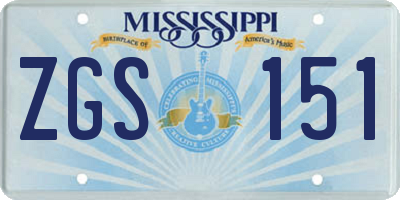 MS license plate ZGS151