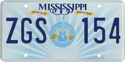 MS license plate ZGS154