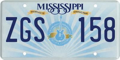 MS license plate ZGS158