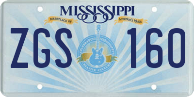 MS license plate ZGS160