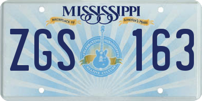 MS license plate ZGS163