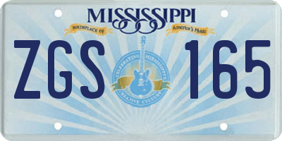 MS license plate ZGS165