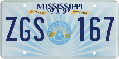 MS license plate ZGS167