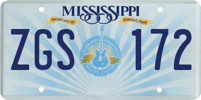 MS license plate ZGS172