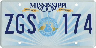 MS license plate ZGS174