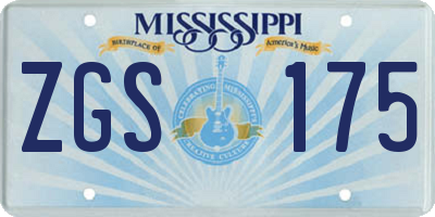 MS license plate ZGS175